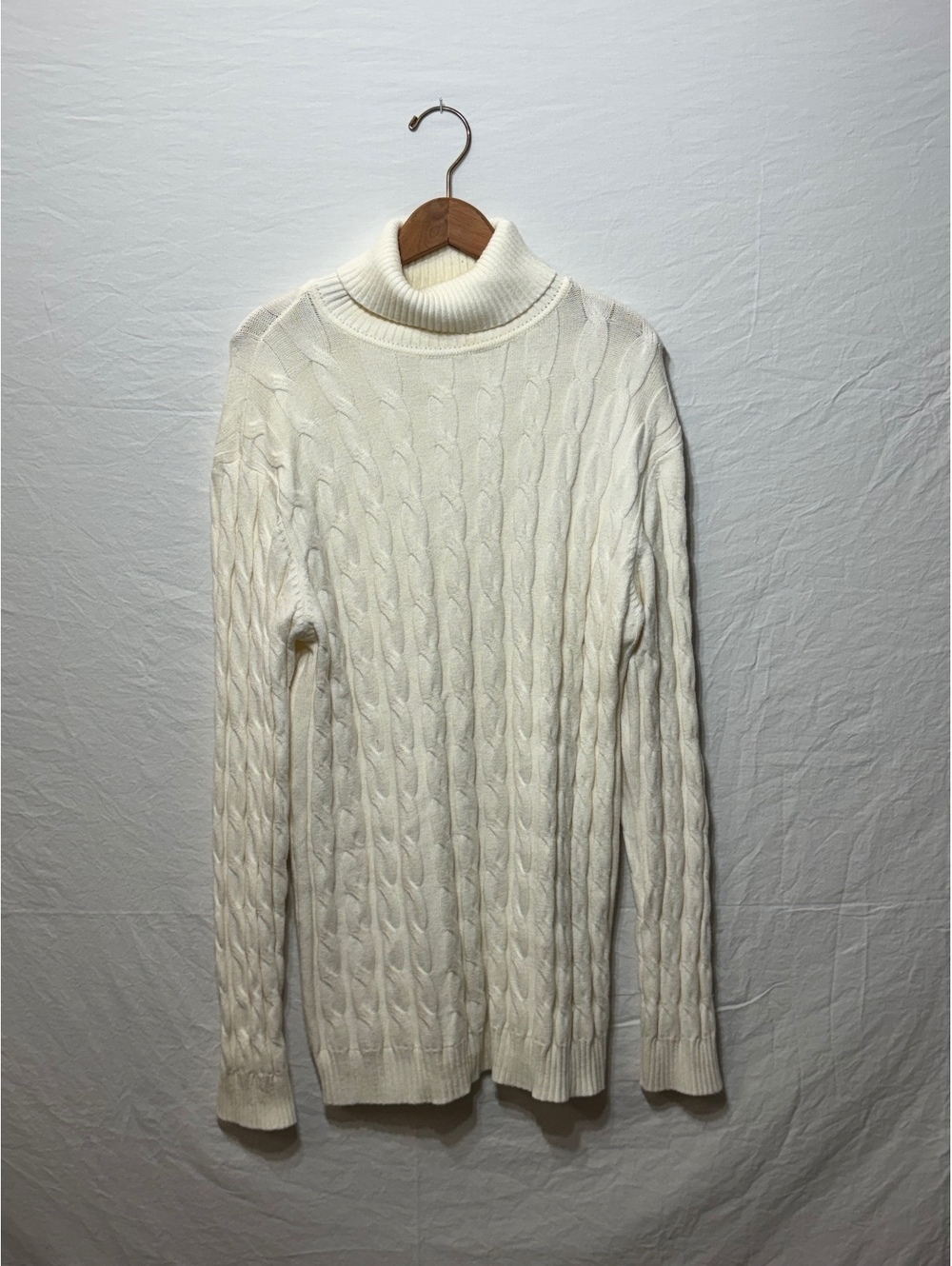 Coofandy Cream Cable Knit Turtleneck XL